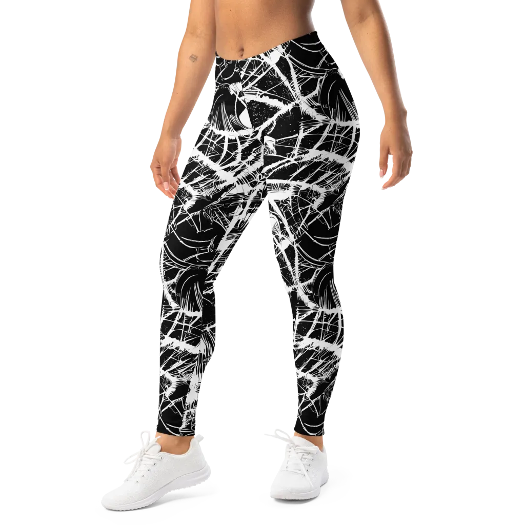 Noir Frond on Leggings — Left Front