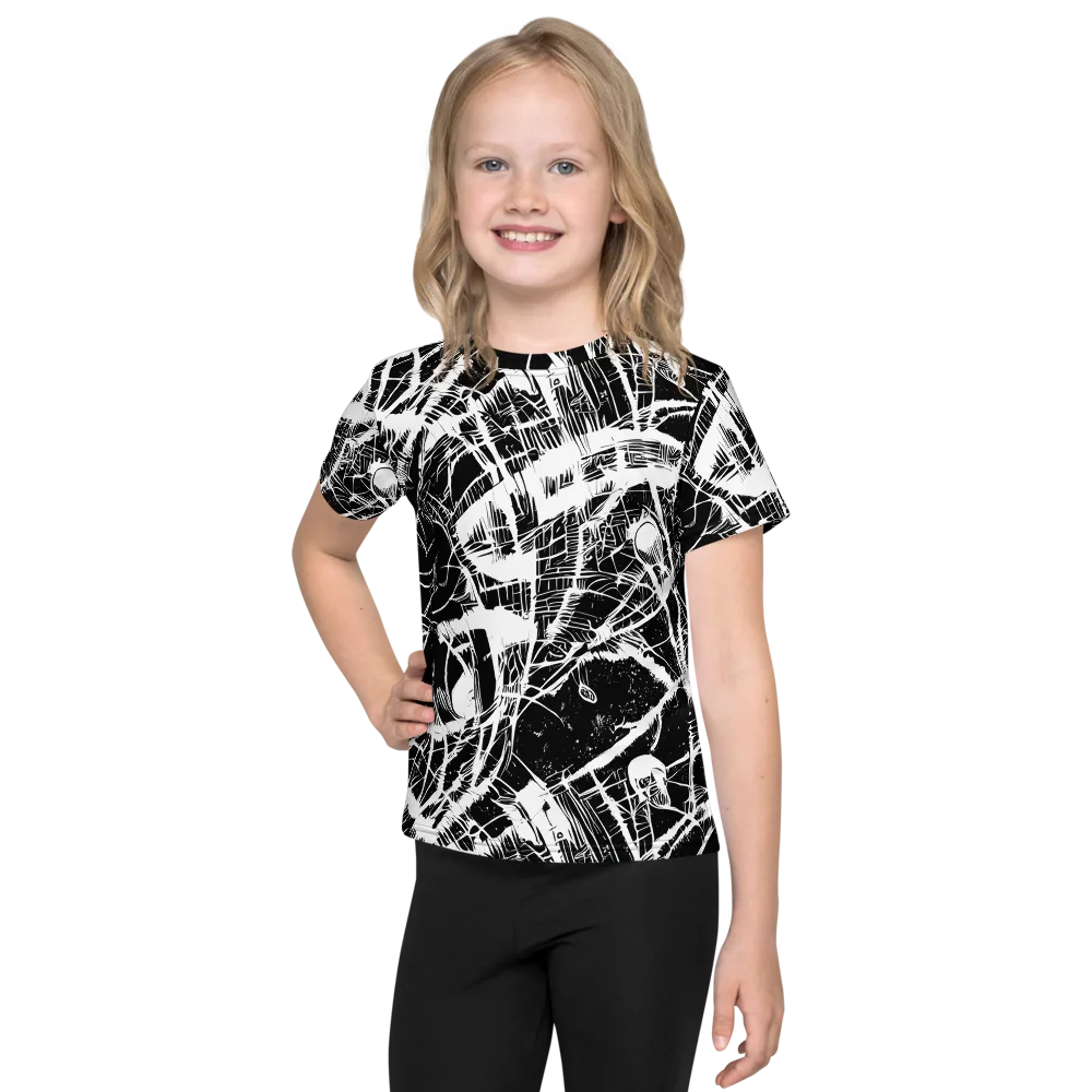 Noir Frond on Kids Crew Neck T-Shirt — Front