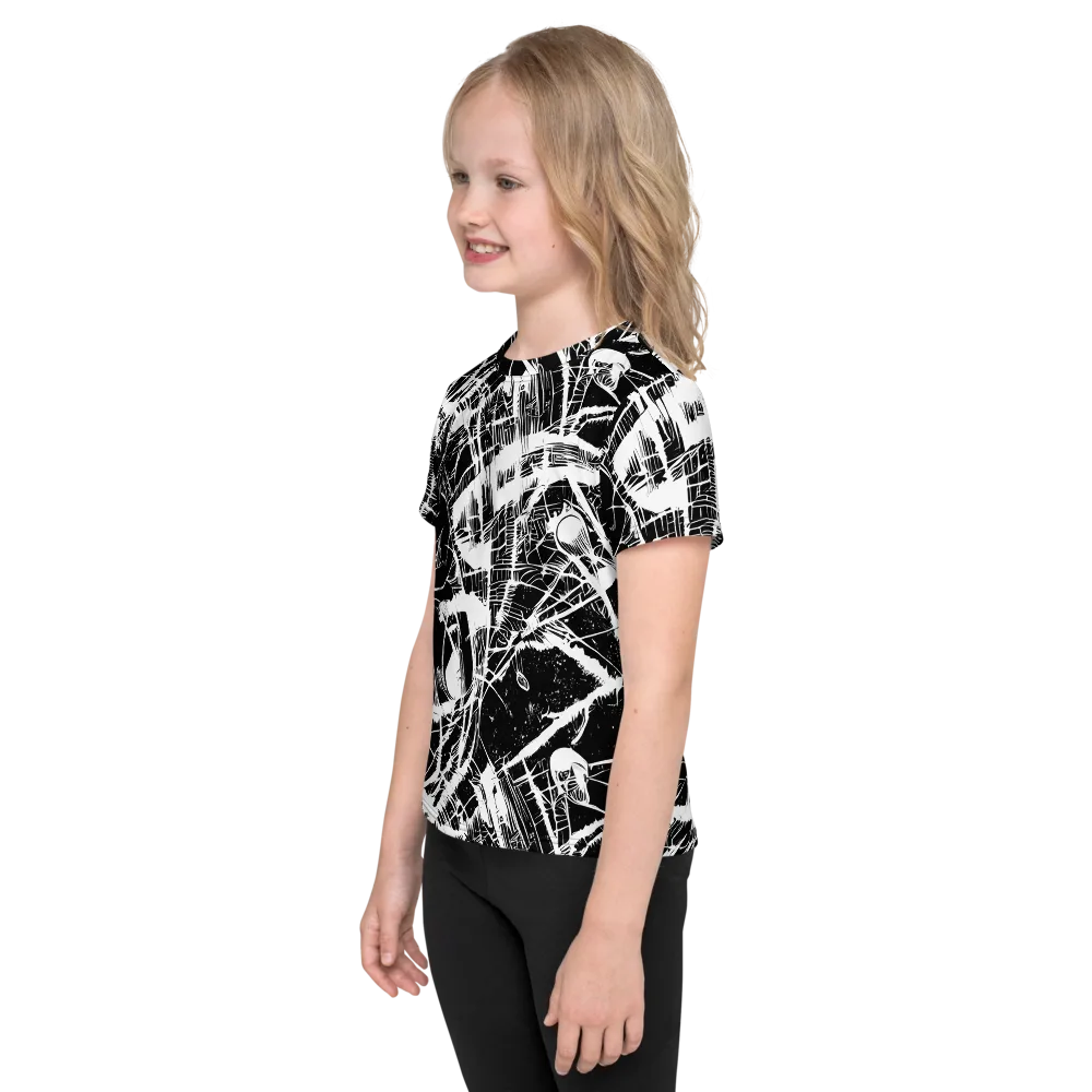 Noir Frond on Kids Crew Neck T-Shirt — Left