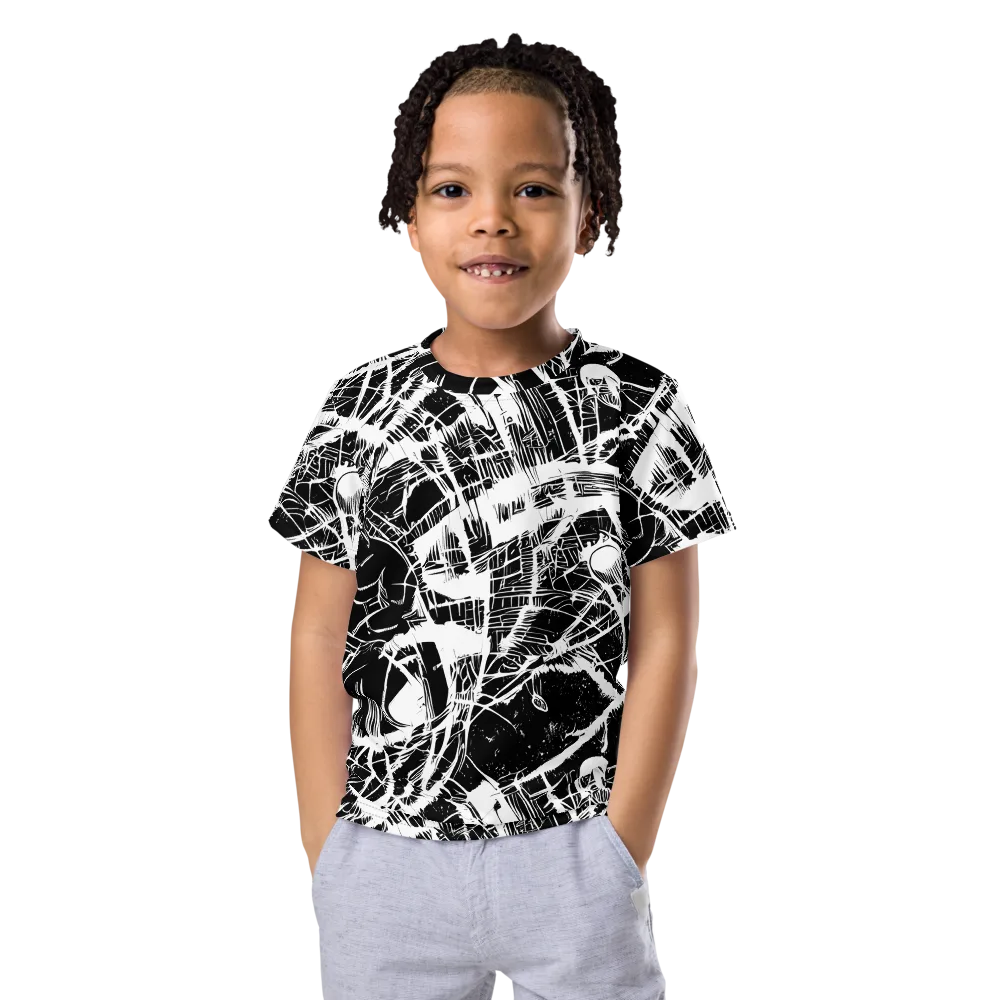 Noir Frond on Kids Crew Neck T-Shirt — Front