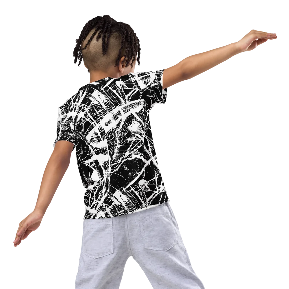 Noir Frond on Kids Crew Neck T-Shirt — Back