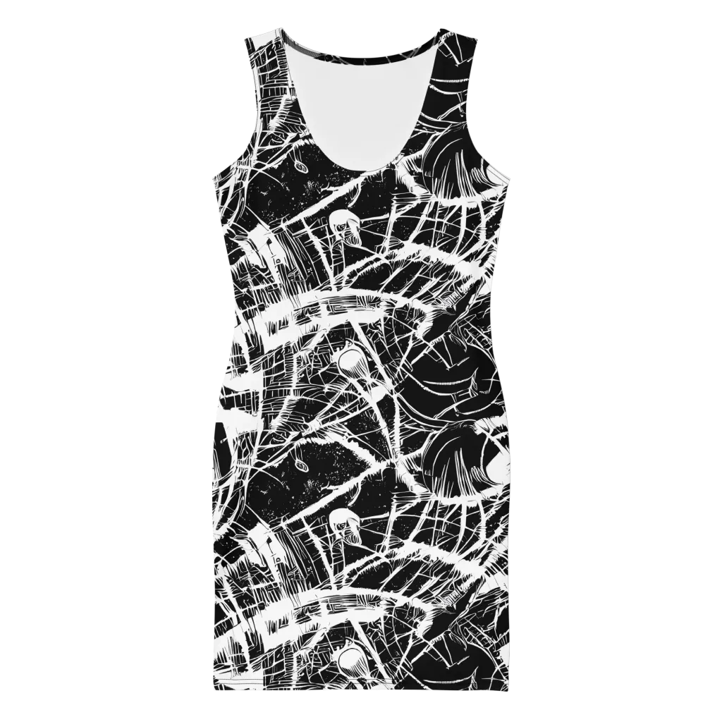 Noir Frond on Bodycon Dress — Front
