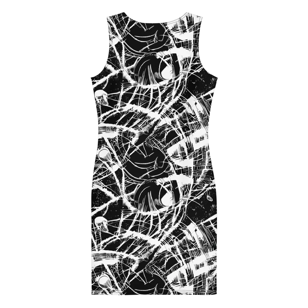 Noir Frond on Bodycon Dress — Back