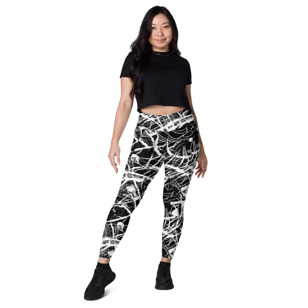 Noir Frond on Leggings with Pockets — Front