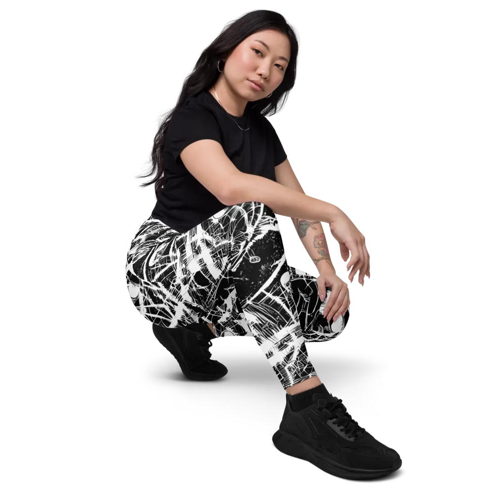 Noir Frond on Leggings with Pockets — Right Front