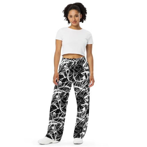 Noir Frond on a Wide-Leg Pants
