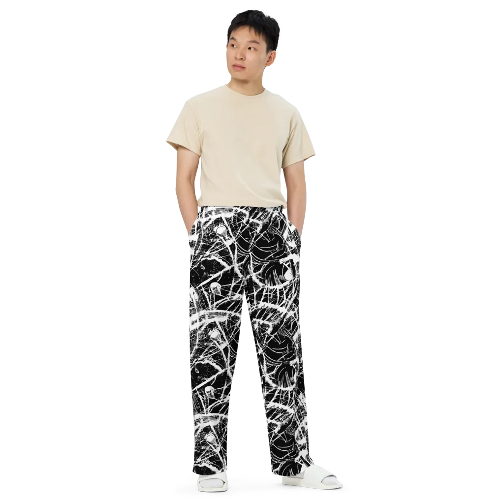 Noir Frond on Wide-Leg Pants — Front