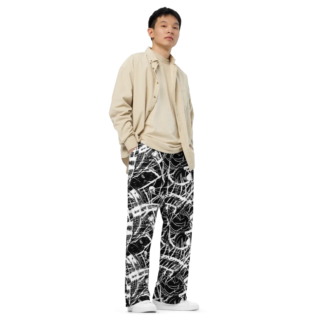Noir Frond on Wide-Leg Pants — Right Front