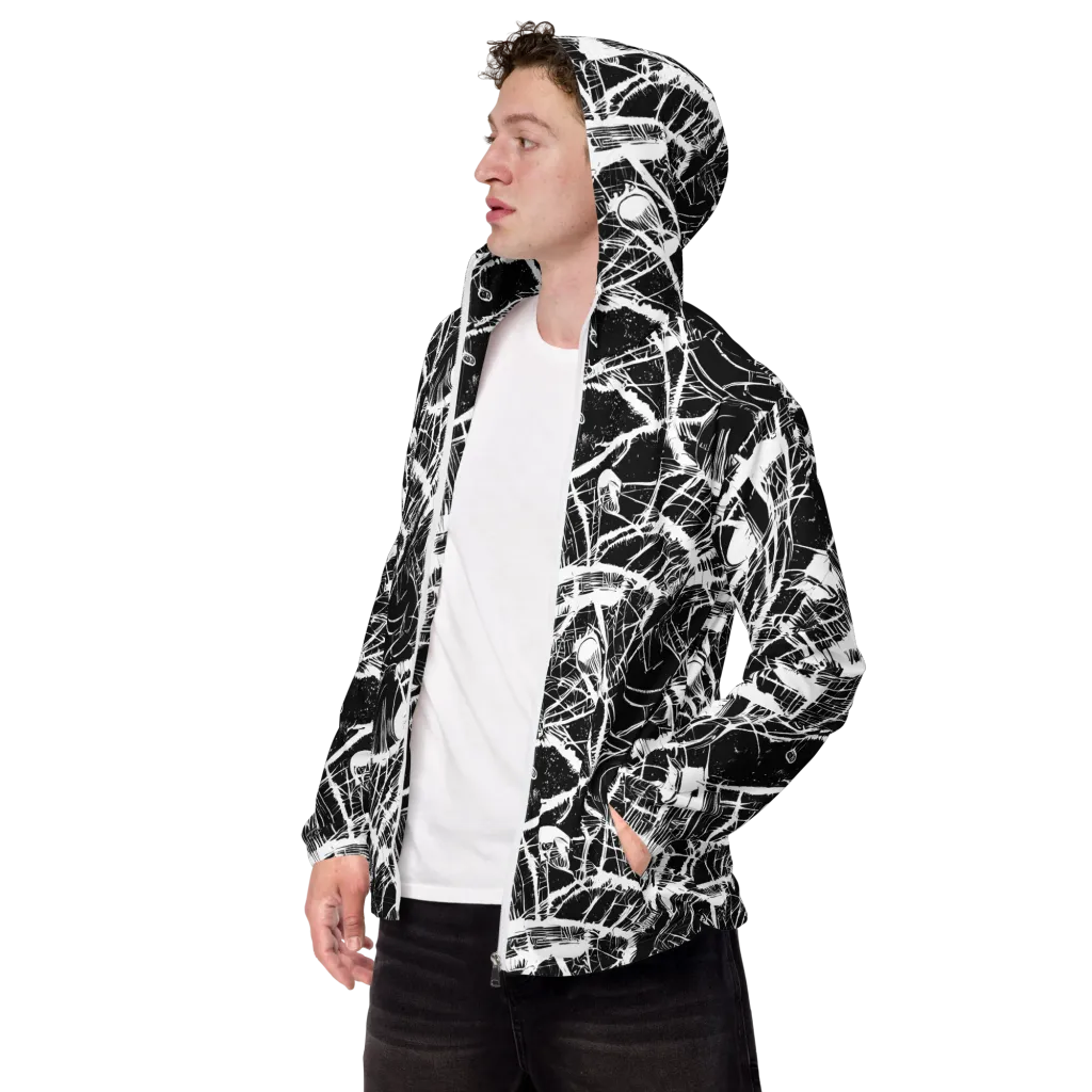 Noir Frond on Men's Windbreaker — Left Front