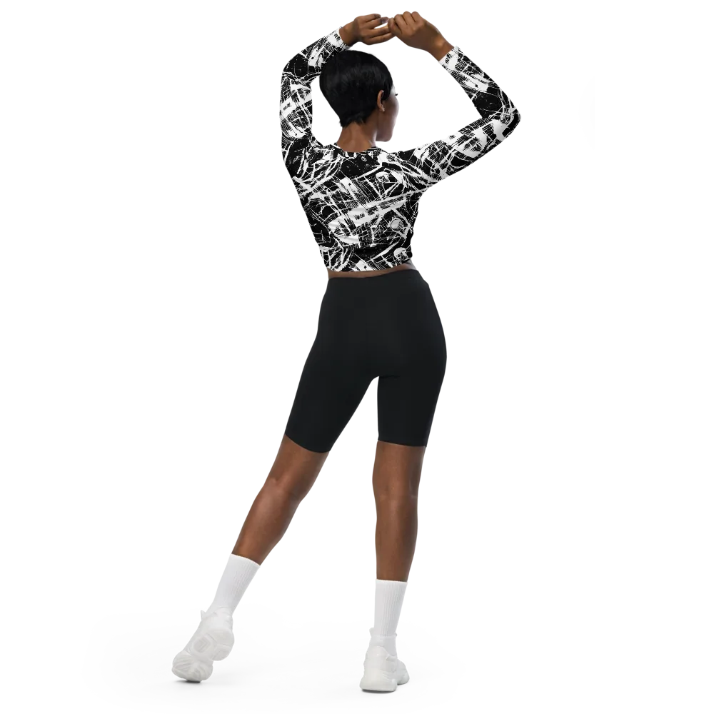 Noir Frond on Long Sleeve Crop Top — Back