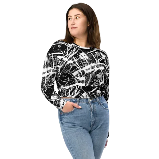 Noir Frond on a Long Sleeve Crop Top