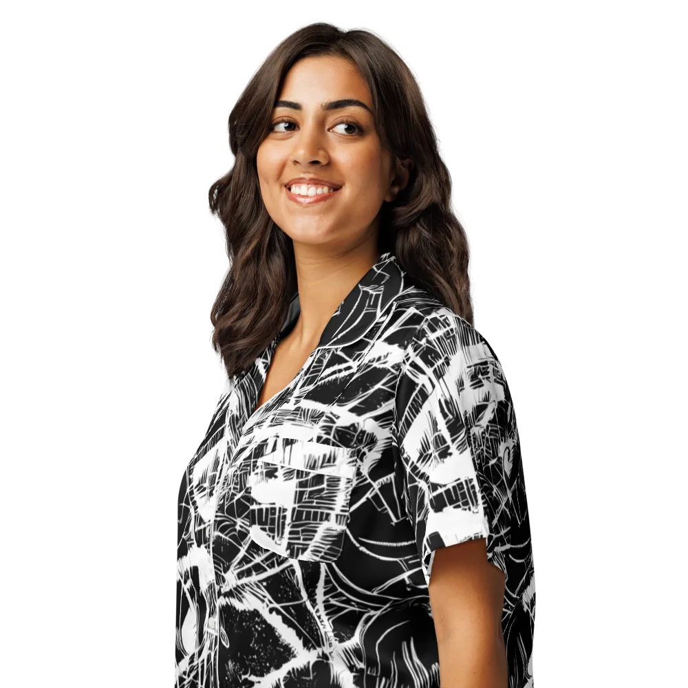 Noir Frond on Women's Short Sleeve Pajama Top — Left Front