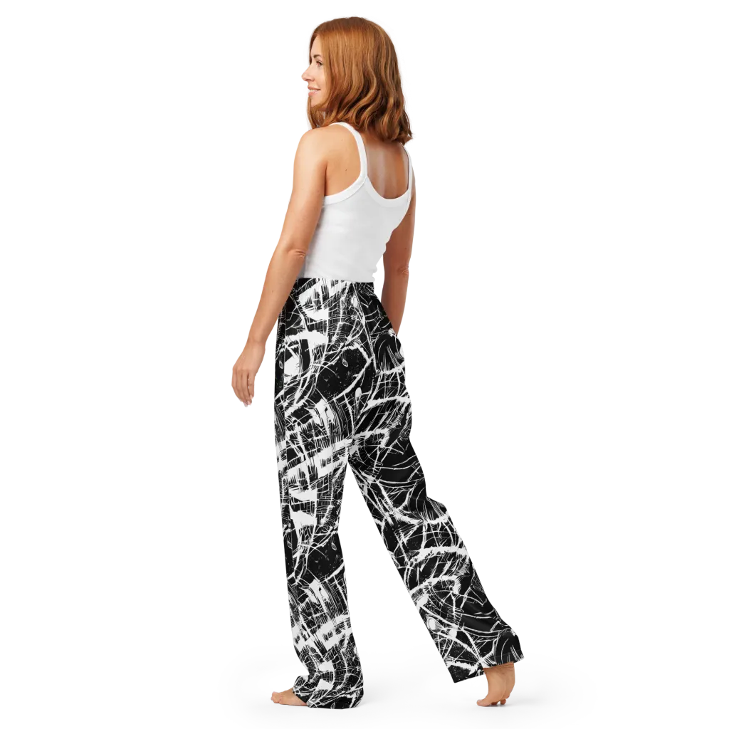Noir Frond on Women's Pajama Pants — Back