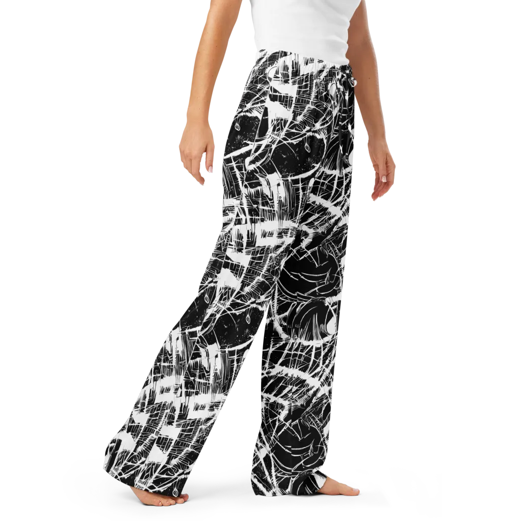 Noir Frond on Women's Pajama Pants — Right Front