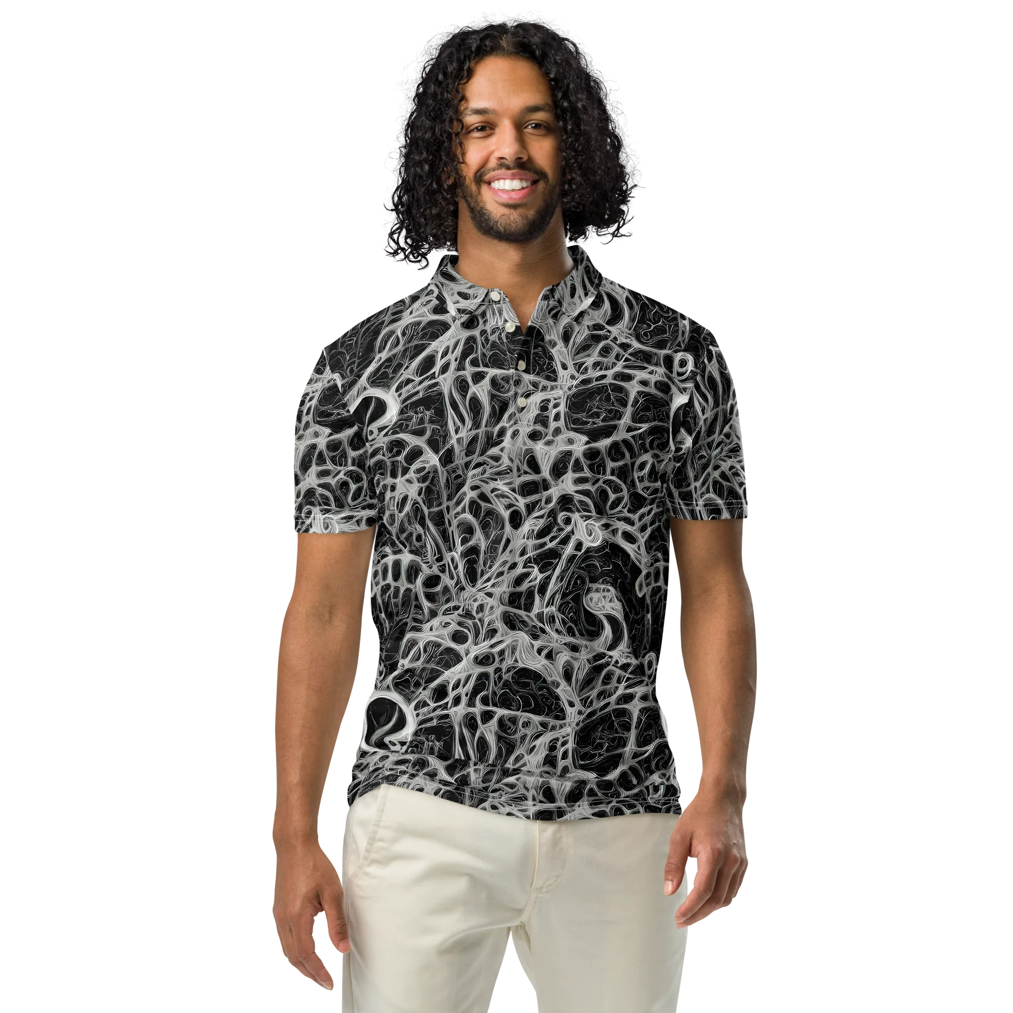 Neural Lace on Men's Slim Fit Polo Shirt — Front