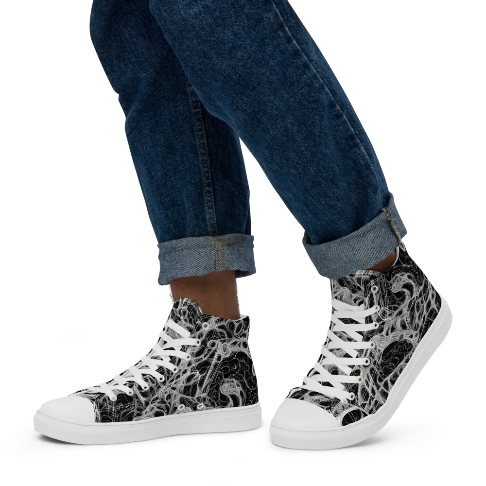 Neural Lace on Men's High Top Canvas Shoes — Left