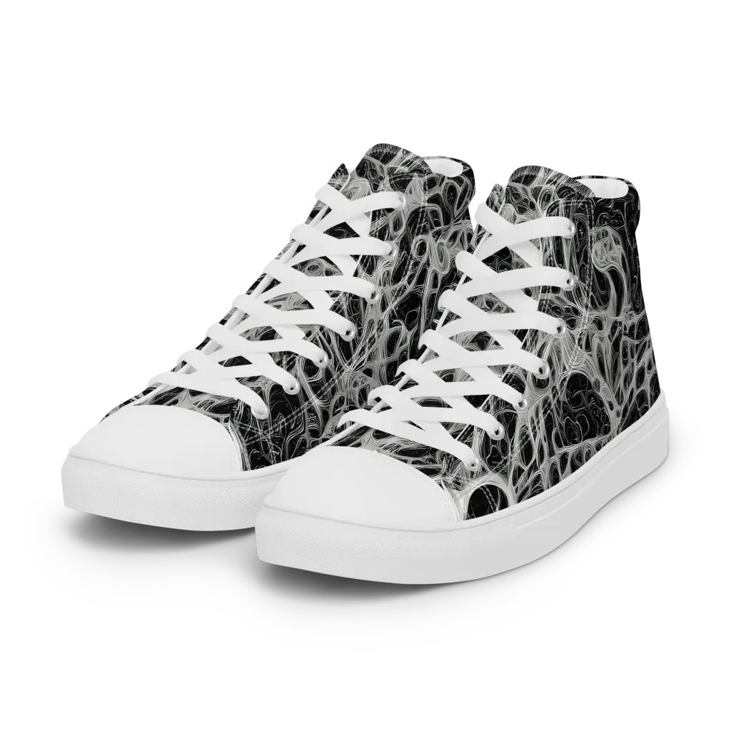 Neural Lace on Women's High Top Canvas Shoes — Left Front