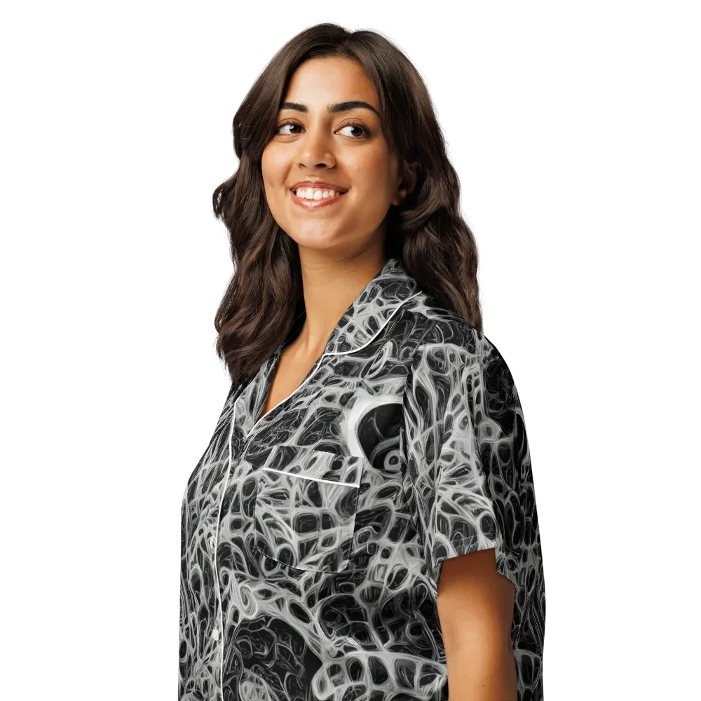 Neural Lace on Women's Short Sleeve Pajama Top — Left Front