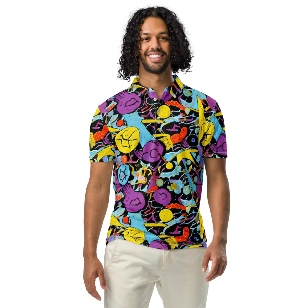 Electric Playfield on Men's Slim Fit Polo Shirt — Front