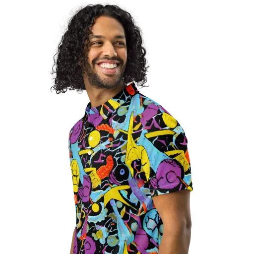 Electric Playfield on a Men's Slim Fit Polo Shirt