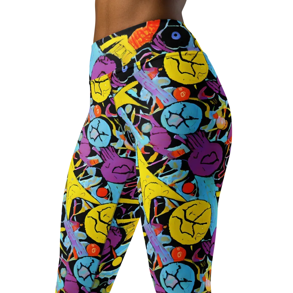 Electric Playfield on Yoga Leggings — Left Front