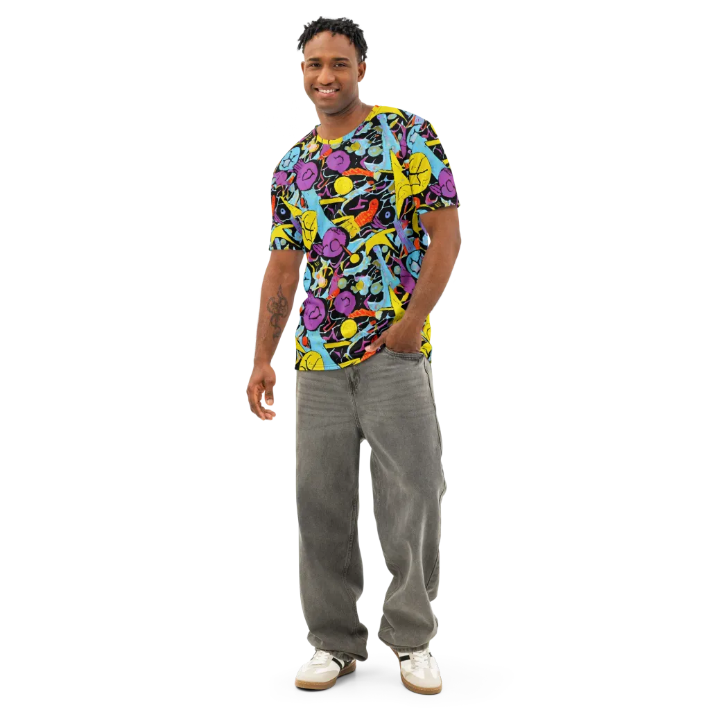 Electric Playfield on Men's Cotton Crew Neck T-Shirt — Front