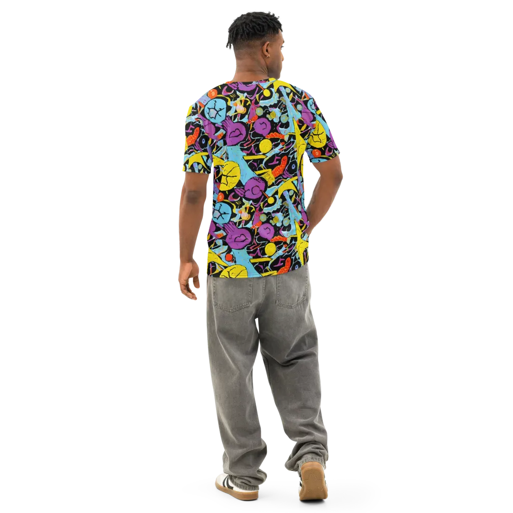 Electric Playfield on Men's Cotton Crew Neck T-Shirt — Back