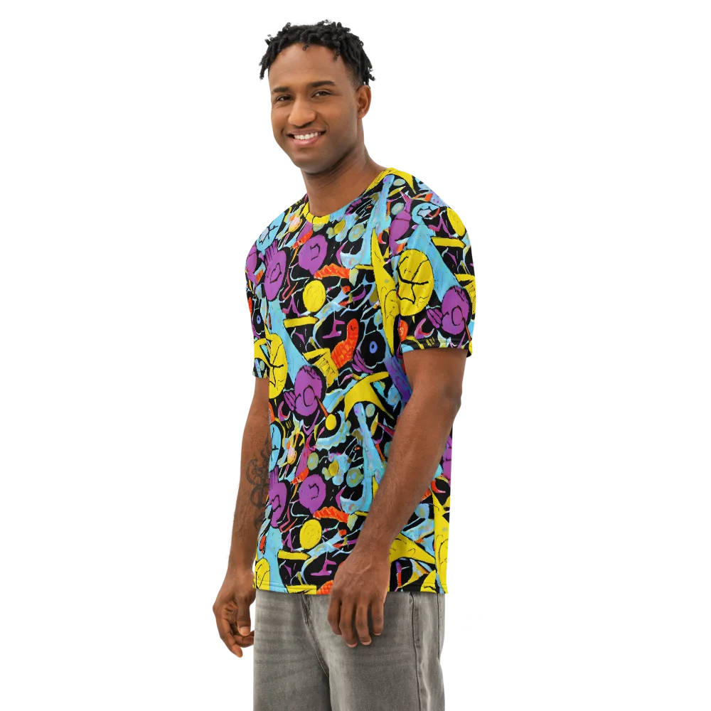 Electric Playfield on Men's Cotton Crew Neck T-Shirt — Left Front