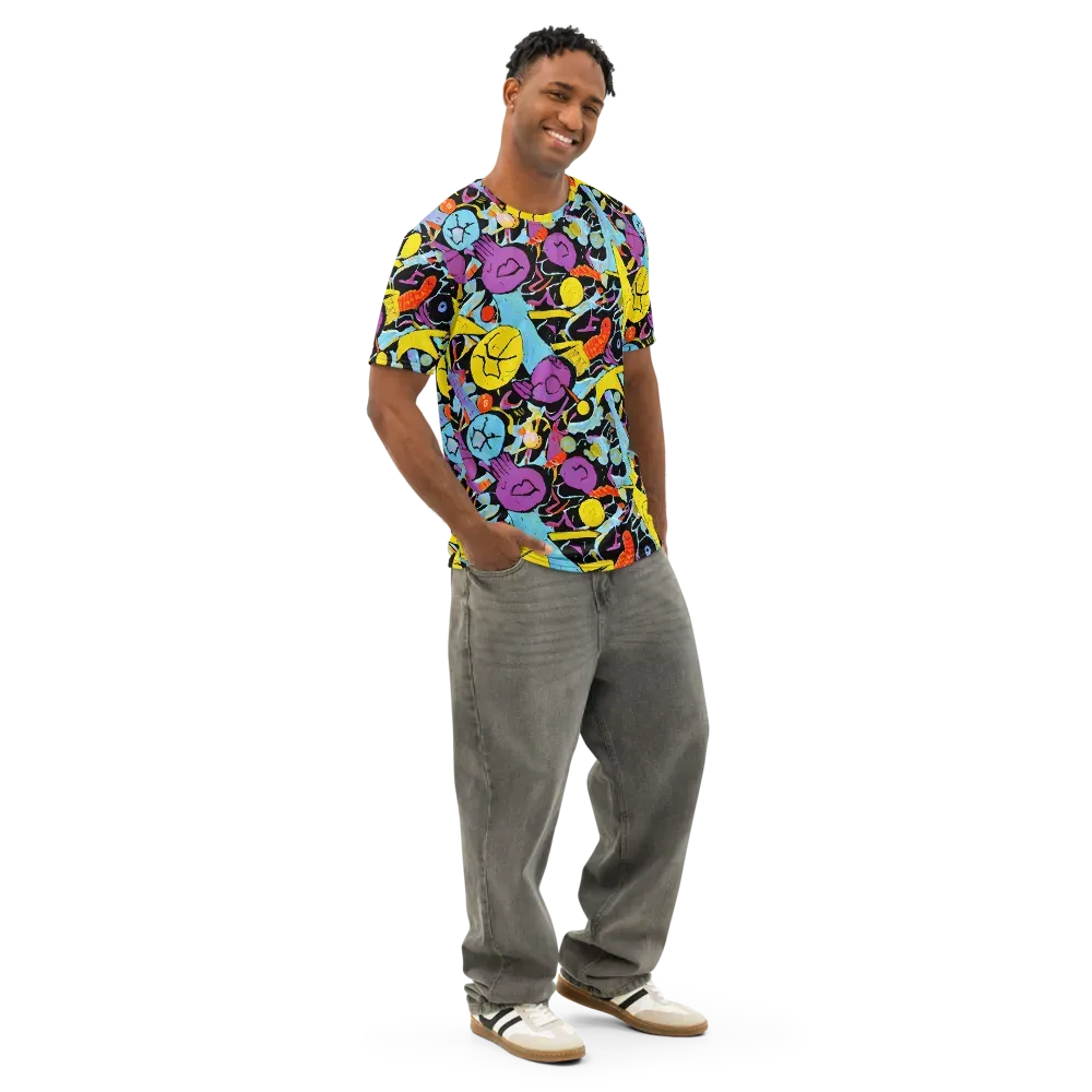 Electric Playfield on Men's Cotton Crew Neck T-Shirt — Right Front