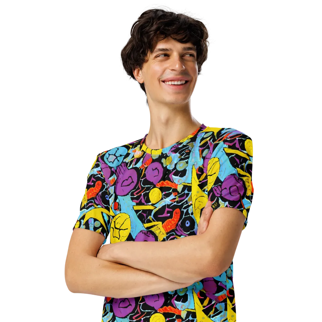 Electric Playfield on Men's Crew Neck T-Shirt — Left Front