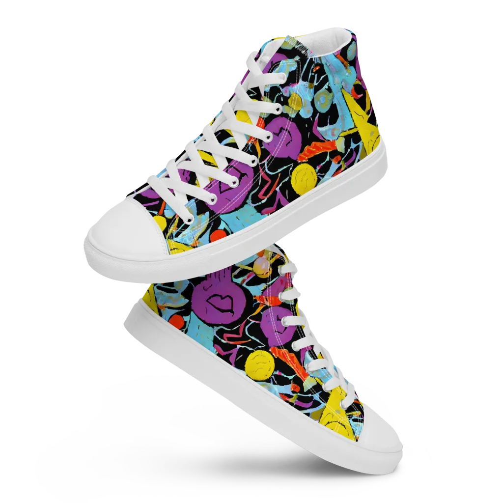 Electric Playfield on Men's High Top Canvas Shoes — Front