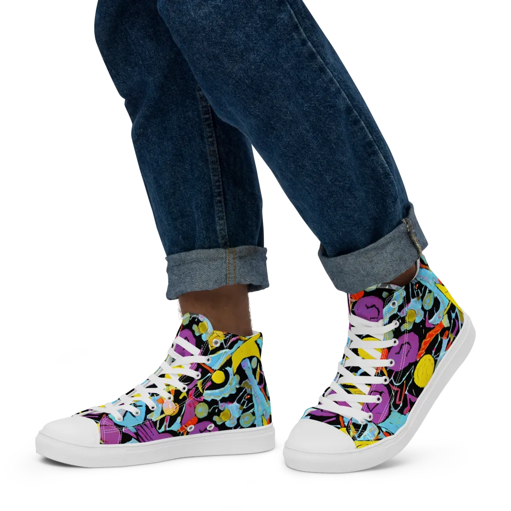 Electric Playfield on Men's High Top Canvas Shoes — Left