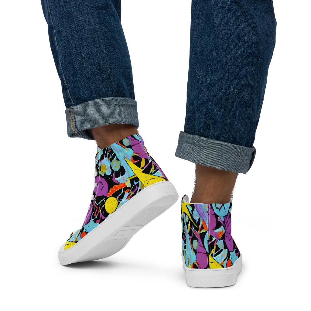 Electric Playfield on Men's High Top Canvas Shoes — Back