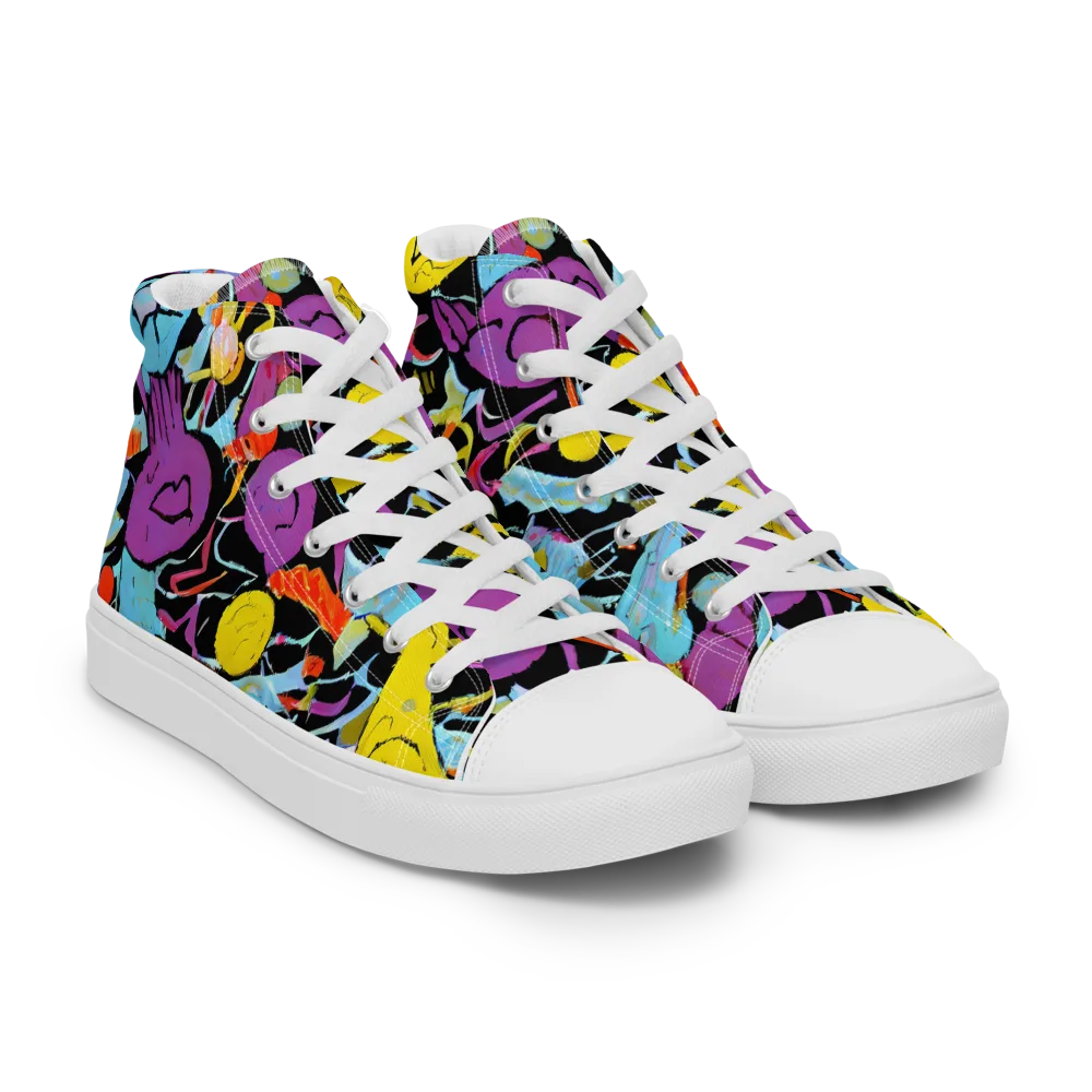 Electric Playfield on Women's High Top Canvas Shoes — Right Front