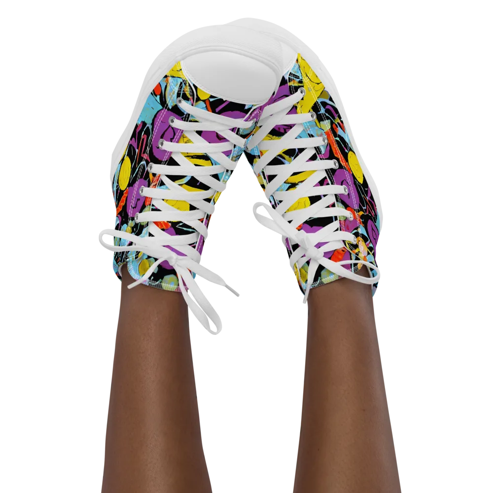 Electric Playfield on Women's High Top Canvas Shoes — Front