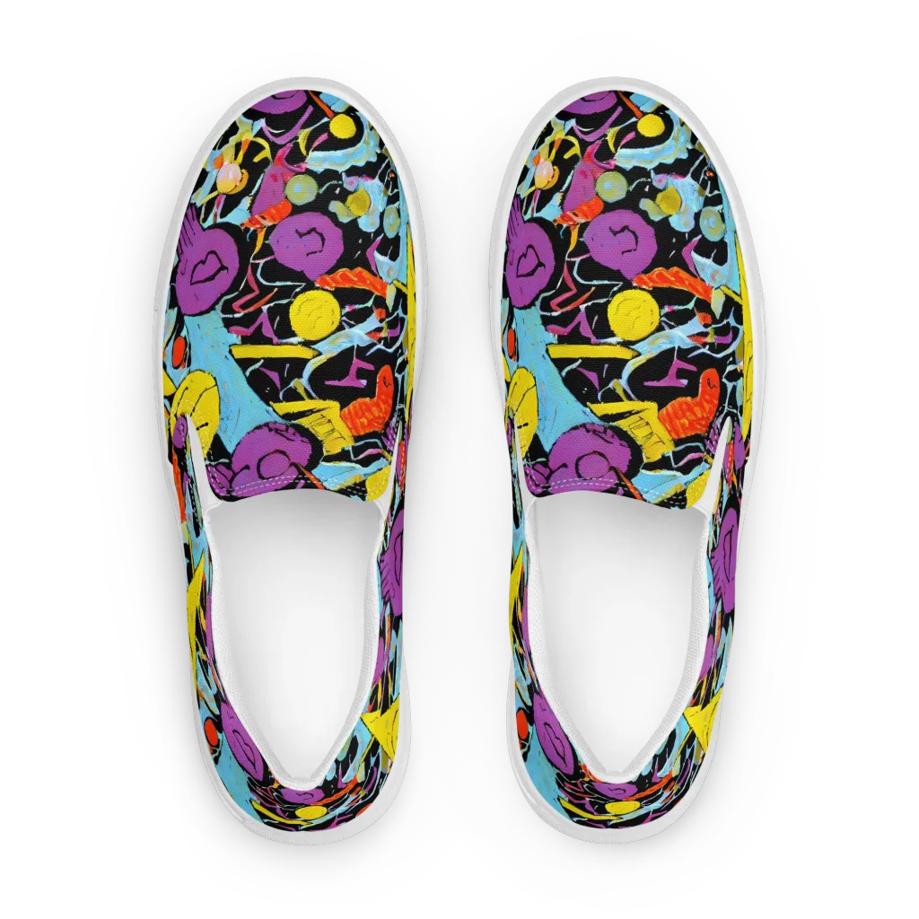 Electric Playfield on Men's Slip-On Canvas Shoes — Front
