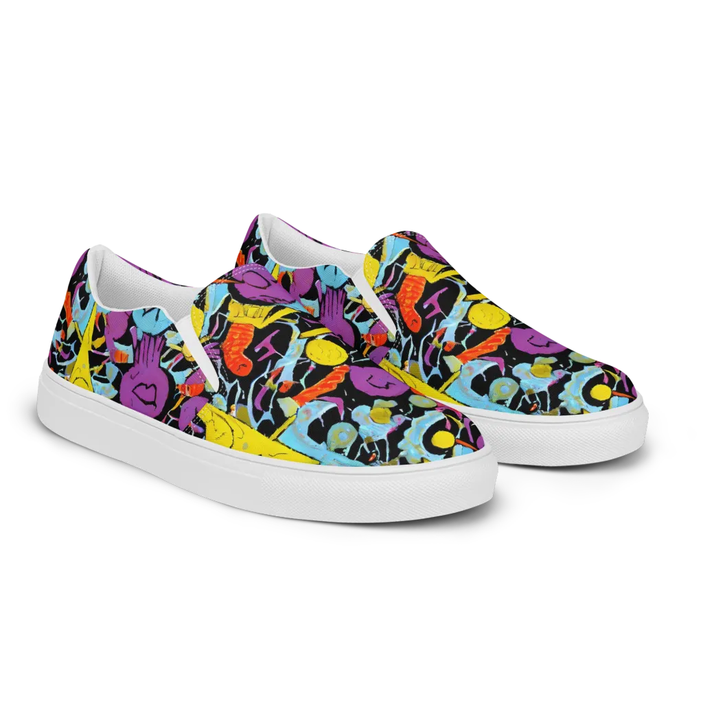Electric Playfield on Men's Slip-On Canvas Shoes — Right Front