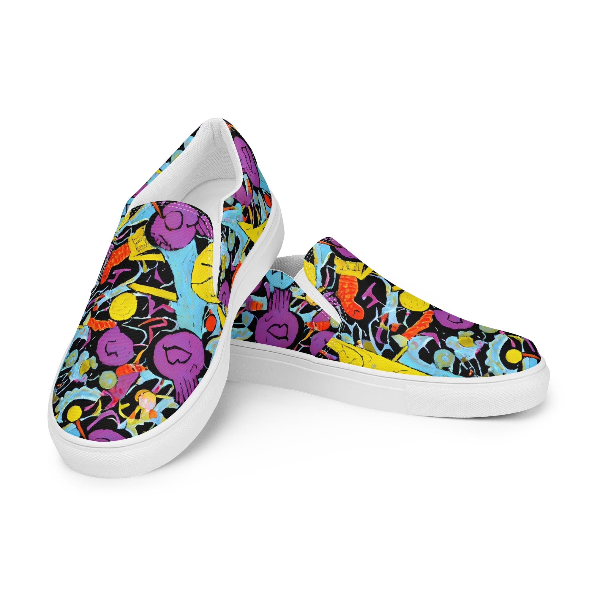 Electric Playfield on Men's Slip-On Canvas Shoes — Left Front