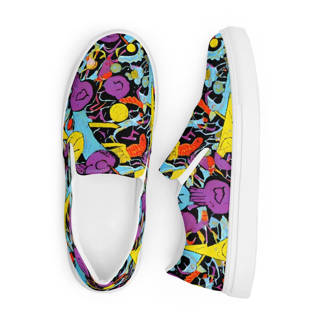 Electric Playfield on Men's Slip-On Canvas Shoes — Front