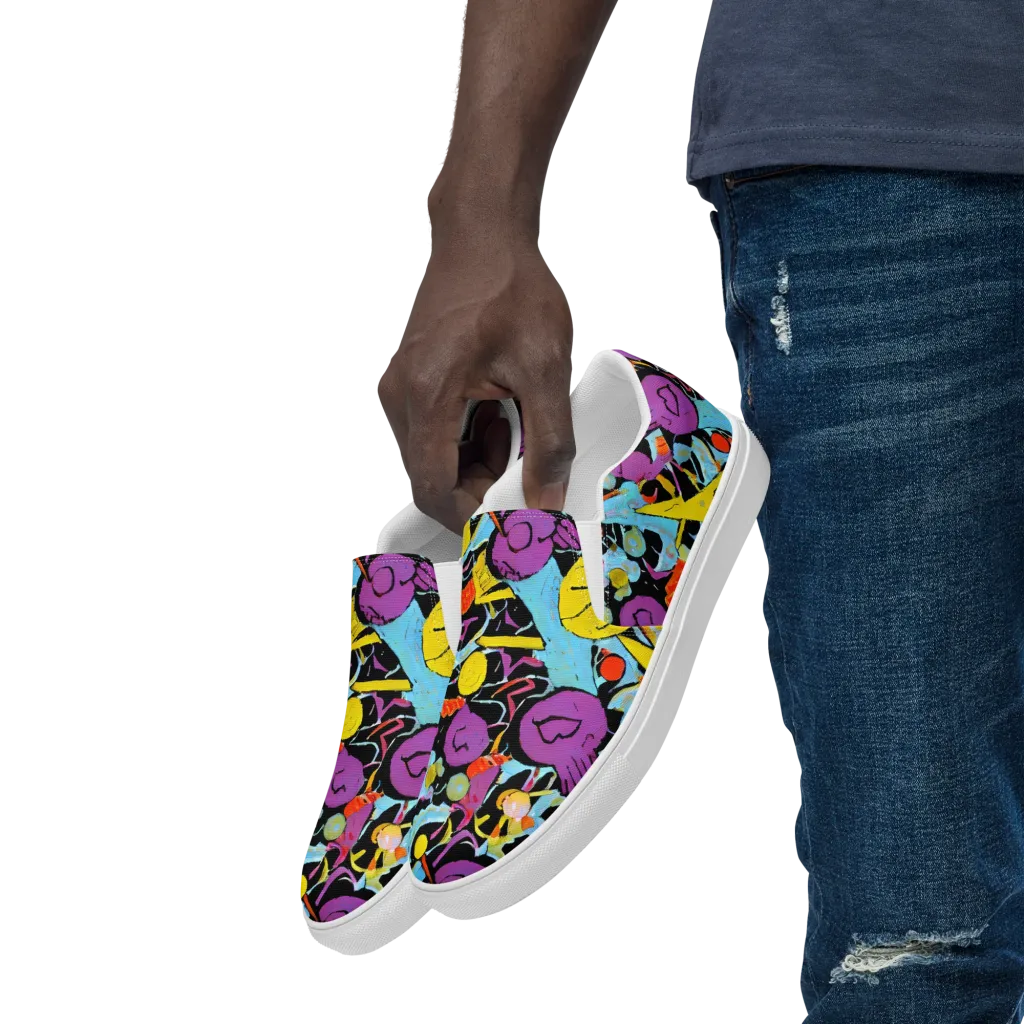 Electric Playfield on Men's Slip-On Canvas Shoes — Left Front