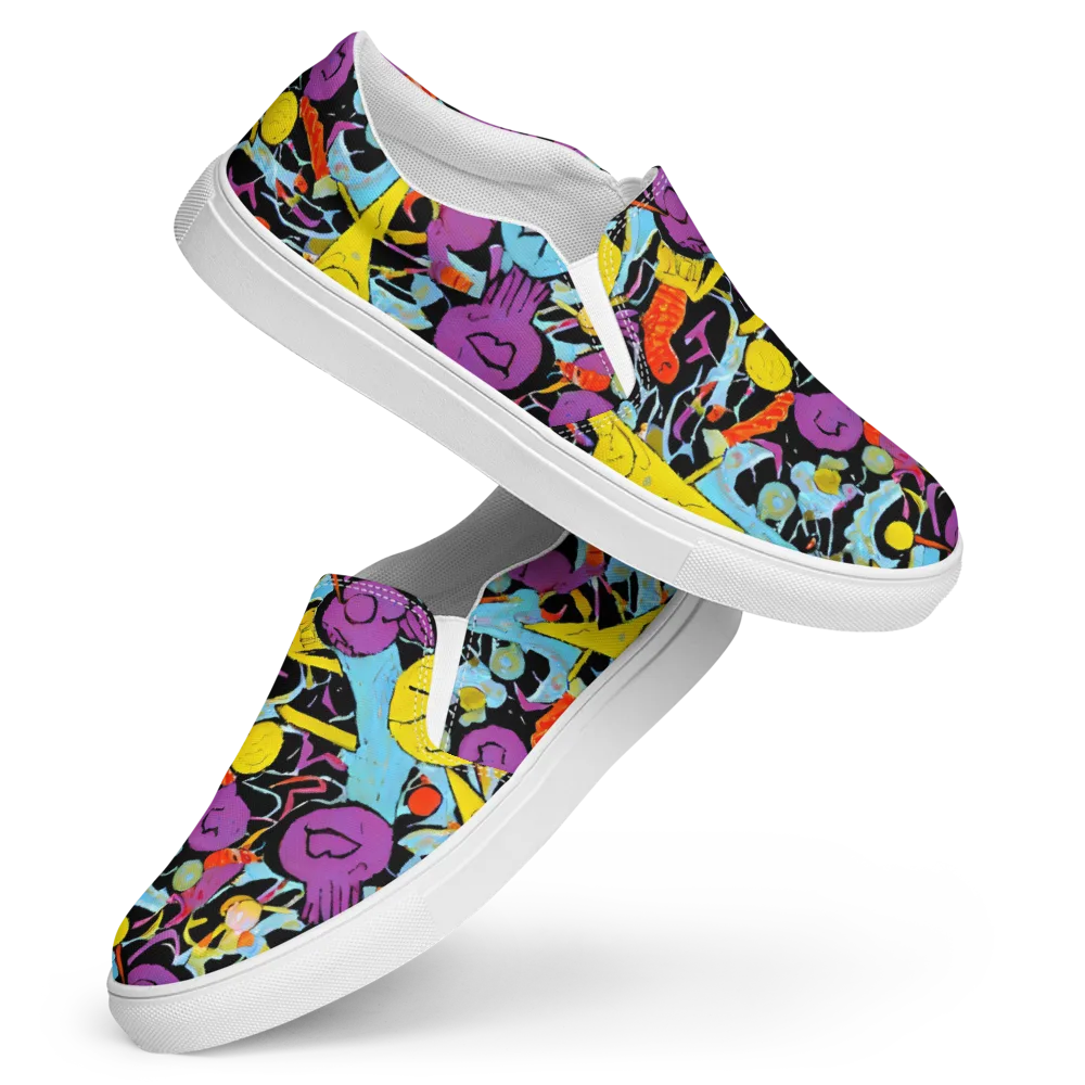 Electric Playfield on Women's Slip-On Canvas Shoes — Front
