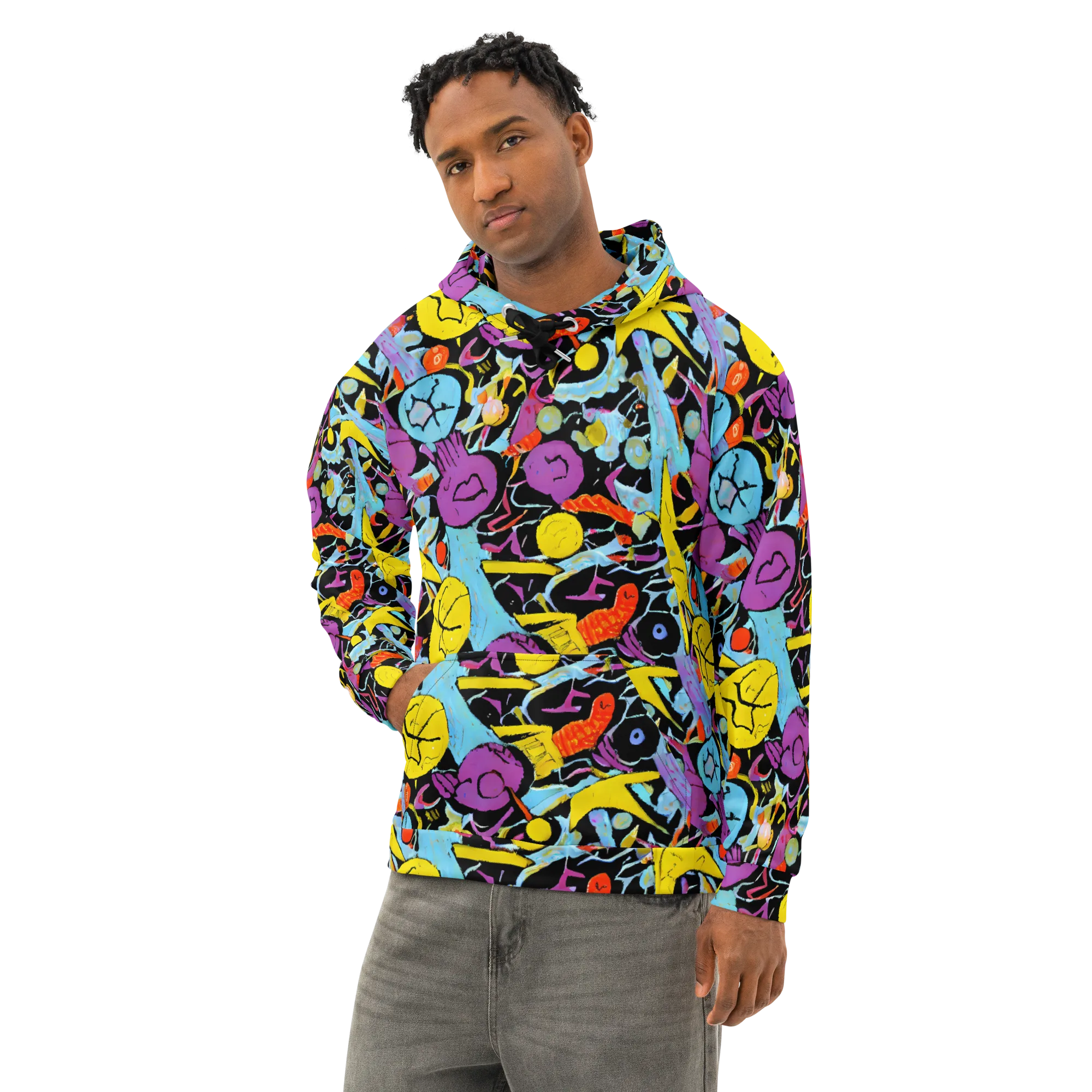 Electric Playfield on Cotton Hoodie — Left Front