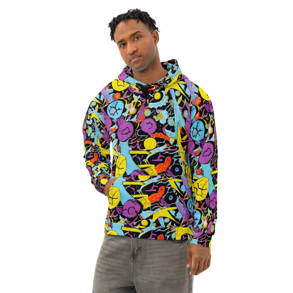 Electric Playfield on Cotton Hoodie — Left Front