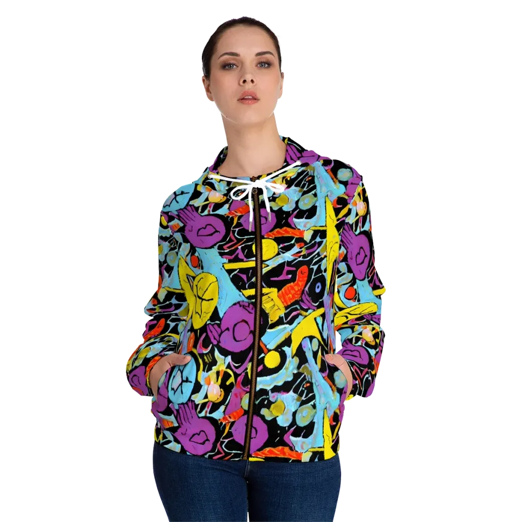 Electric Playfield on Women's Full-Zip Hoodie — Front On Person