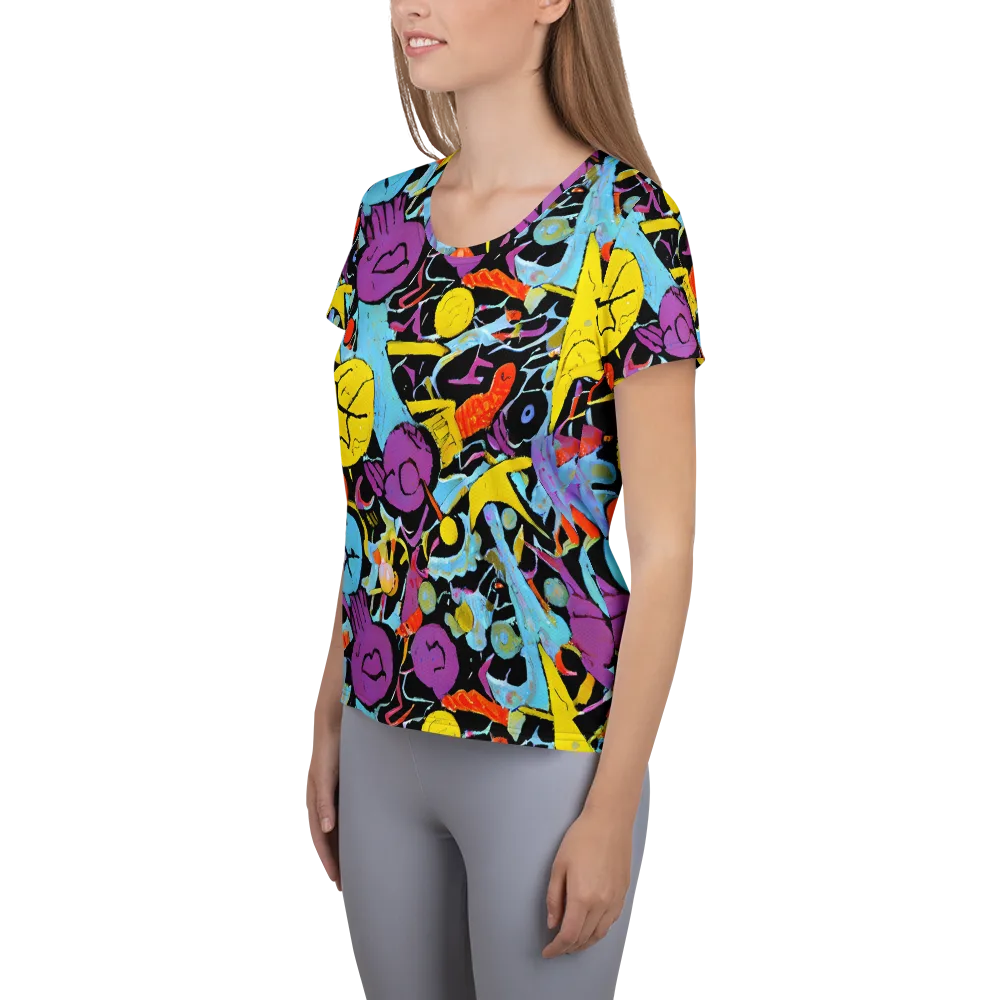 Electric Playfield on Women's Athletic T-Shirt — Left