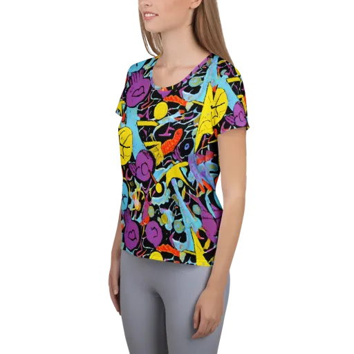 Electric Playfield on a Women's Athletic T-Shirt