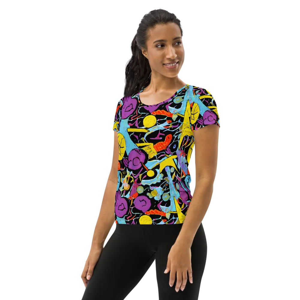 Electric Playfield on Women's Athletic T-Shirt — Left