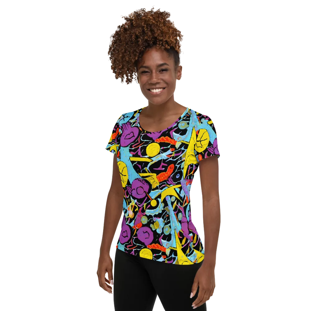 Electric Playfield on Women's Athletic T-Shirt — Left