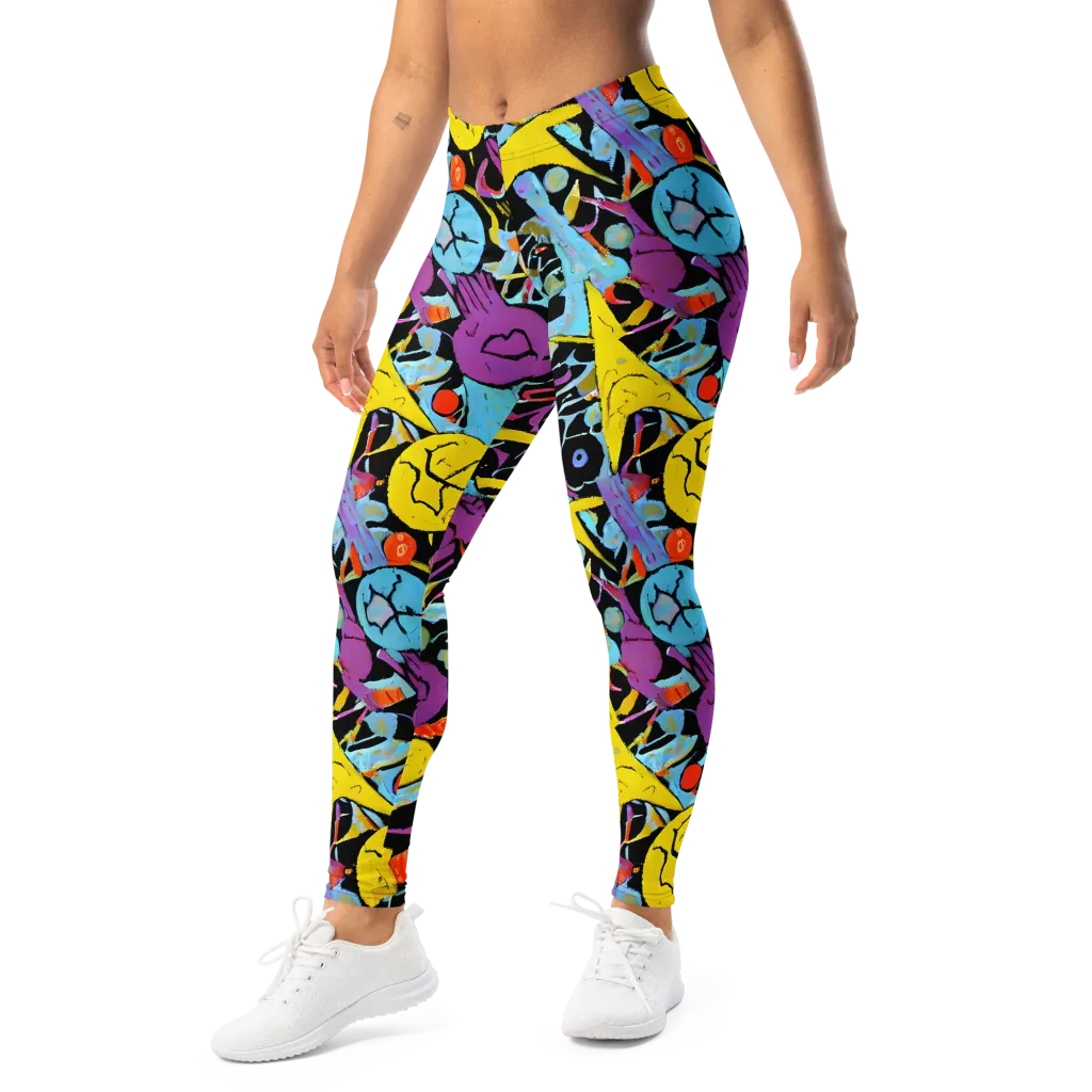 Electric Playfield on Leggings — Left Front