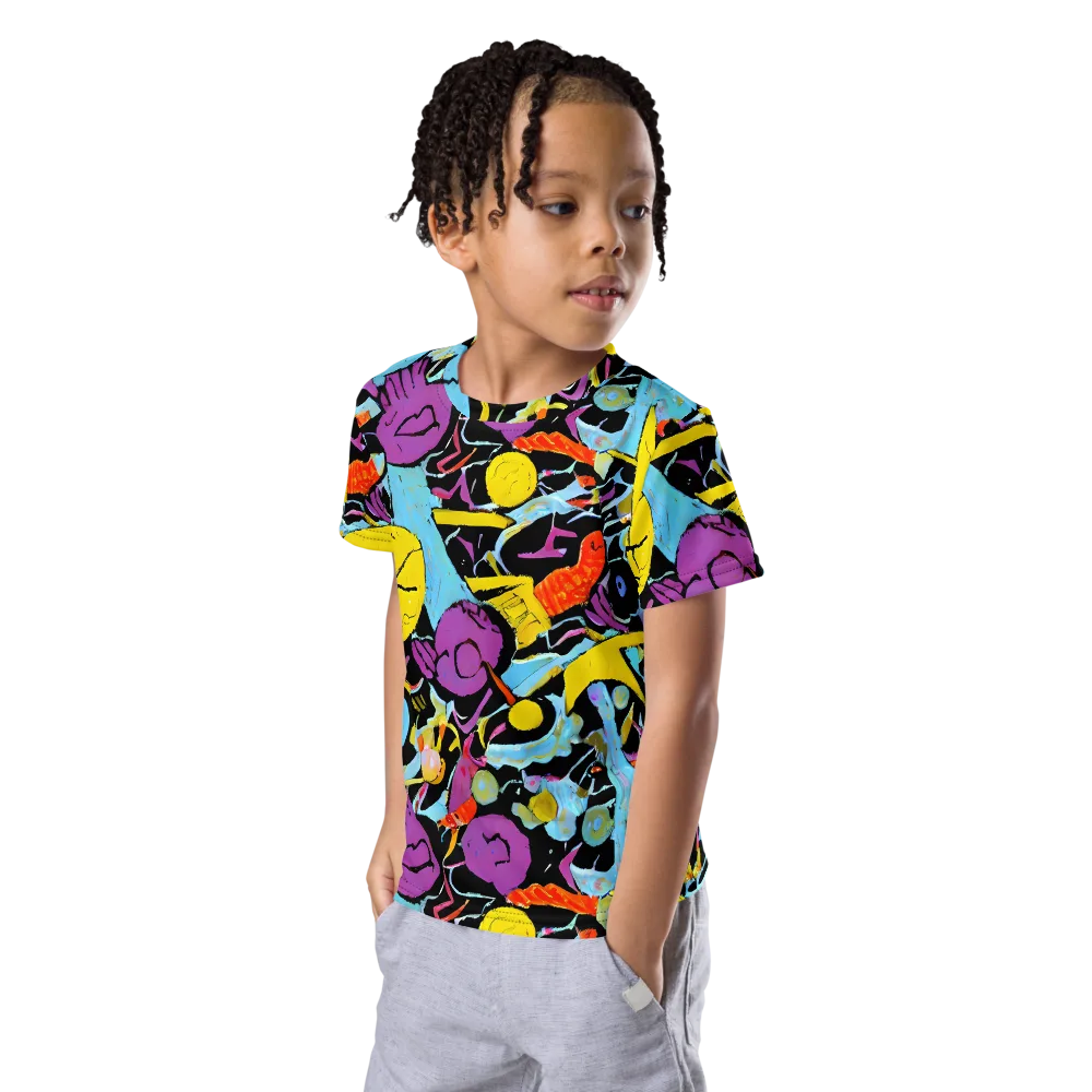 Electric Playfield on Kids Crew Neck T-Shirt — Left Front